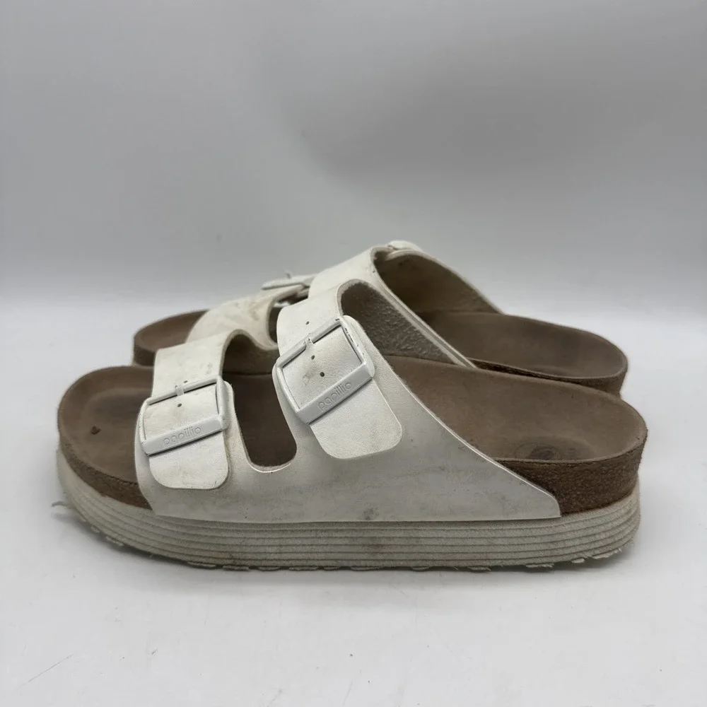 Papillio by Birkenstock Platform Sandals Women EU 40 White Leather Double Buckle